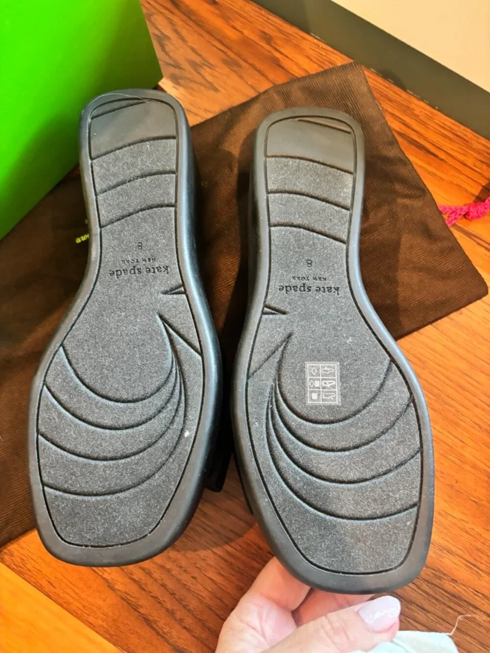 Kate Spade New York Bikini Wedge Sandals Black Neoprene Bow Size 8B EUC w/ Box